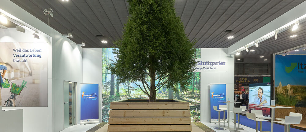 Stuttgarter Versicherung, Messe DKM, Dortmund, Messestand, Messekonzept, Nachhaltigkeit