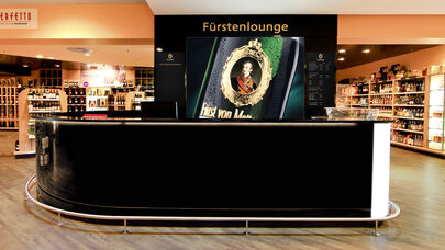 ISINGERMERZ, Werkstatt, Thekenbau, Henkell Sektkellerei, Fürst von Metternich Theke, Baranlage, Verkostungsanalge, Fürstenlounge, Karstadt-Filiale, Wiesbaden, Corporate Design