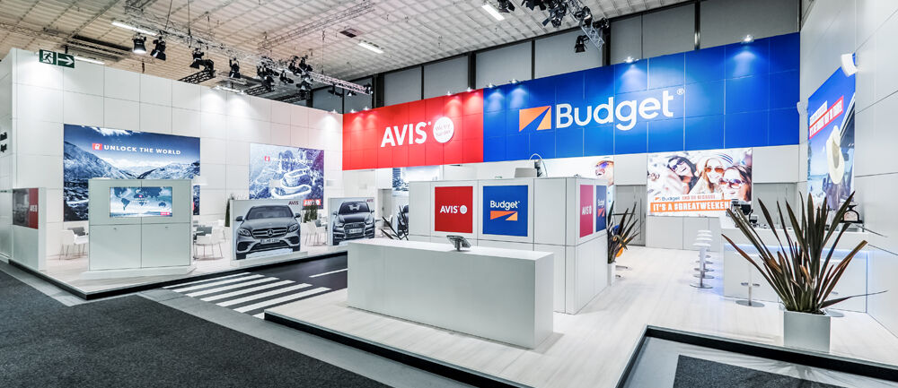 Messestand Avis Budget Autovermietung, Messe ITB, Messebau Isingermerz, Messekonzept