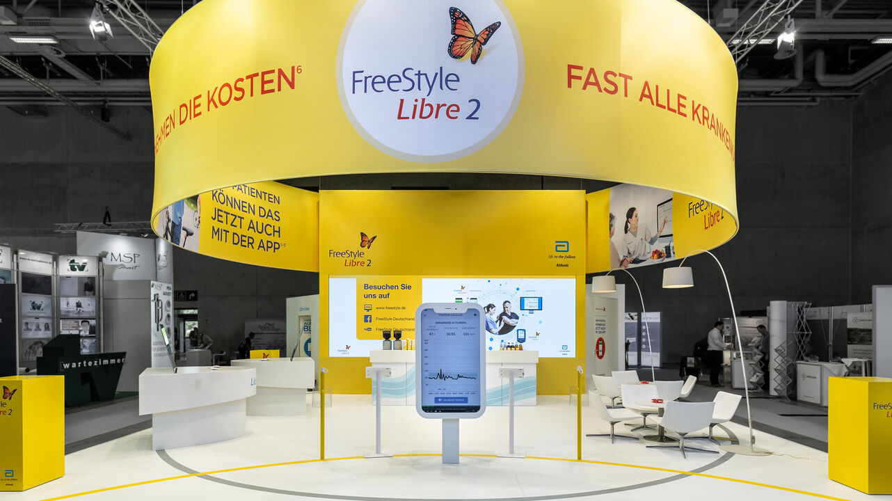 Messestand Abbott, DDG, Frühjahrstagung, Messe, Berlin, FreeStyle Libre, Messebau, ISINGERMERZ