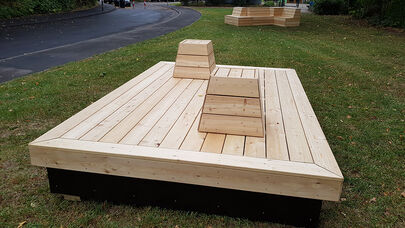 Stadtentwicklung Wiesbaden, Sitz- und Balancier-Landschaft, Wörther-See-Straße, Förderprogramm, Sozialer Zusammenhalt, Gräselberg, Isingermerz, Werkstatt, Schreinerei