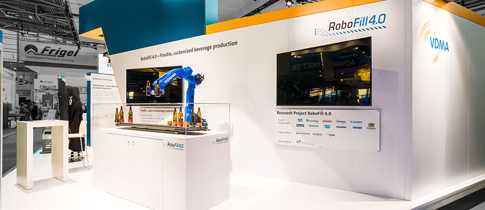 Messestand VDMA, Messe Drinktec, Wassermanagement, Messebau ISINGERMERZ, Getränketechnologie, Messegestaltung