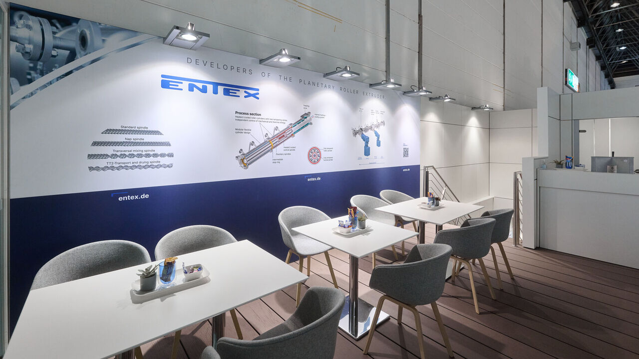Messestand Entex, Messe K, Düsseldorf, Messebau ISINGERMERZ