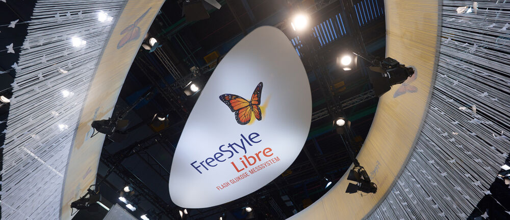 Messestand Abbott, FreeStyle Libre, Messe DDG Herbsttagung, Nürnberg, Messebau Isingermerz, Messedesign