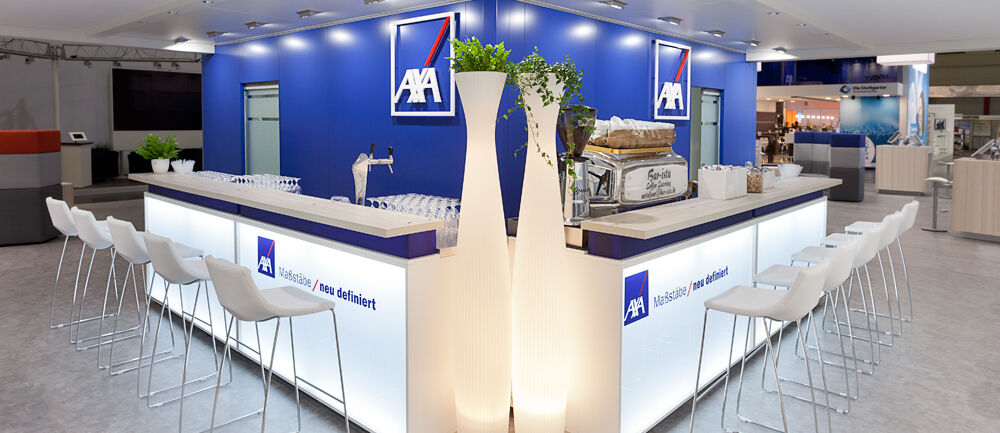 Messestand Axa, Messe DKM, Messebau Isingermerz, Messestandkonzept