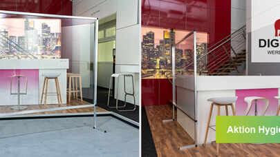 Corona, Raumteiler, Rollup, Hygieneschutz-Produkt, Digifant, Werbetechnik