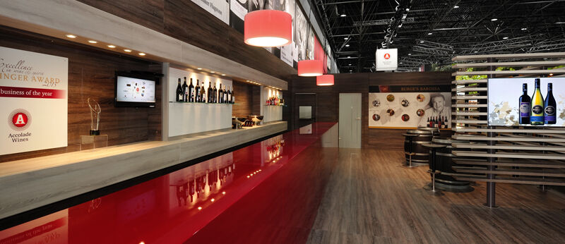Messestand Accolade, Messe Prowein, Düsseldorf, Messebau Isingermerz, Messedesign