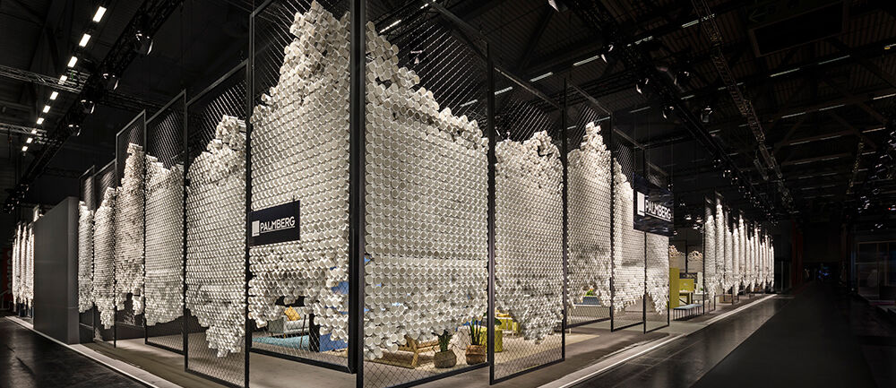Messestand Palmberg, Messe Orgatec, Köln, Messebau ISINGERMERZ, Agentur Voss+Fischer, Büromöbelhersteller, Handwerk, Kaffeebecher, Messedesign