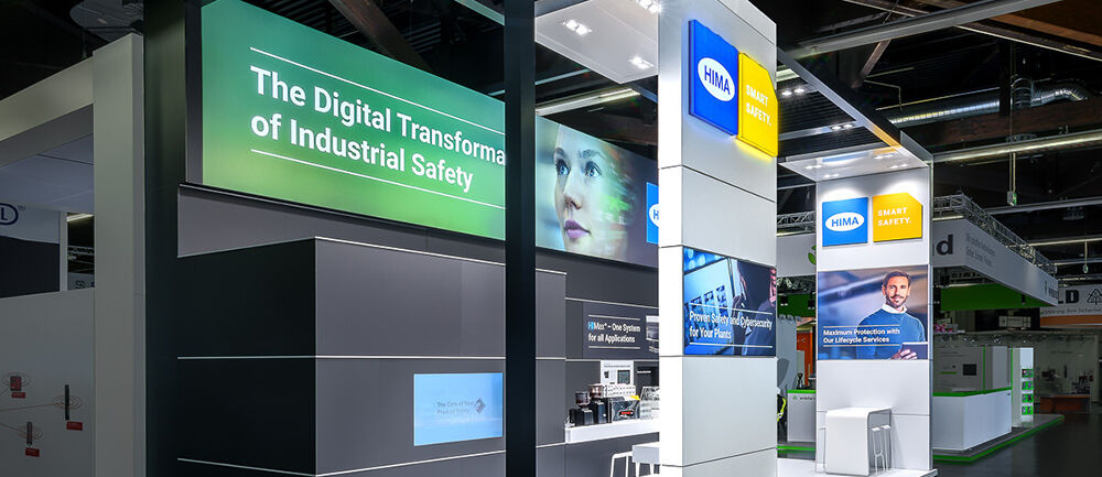 Messestand HIMA, Messe SPS, Messebau ISINGERMERZ, Raumgefühl, Messedesign