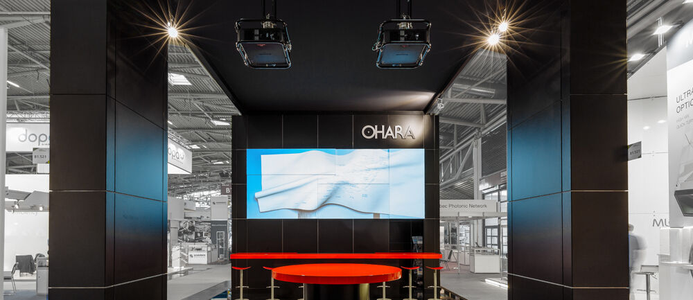 Messestand OHARA, Messe Laser World of Photonics, München, Messebau ISINGERMERZ, Messestandgestaltung