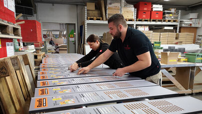 Sopro, Racofix, Baumarkt, Fugenschwinger, Serienfertigung, Werkstatt, Produktion, ISINGERMERZ, Verkaufsförderung, Regalstopper, Serienfertigung