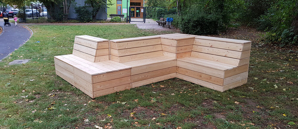 Stadtentwicklung Wiesbaden, Sitz- und Balancier-Landschaft, Wörther-See-Straße, Förderprogramm, Sozialer Zusammenhalt, Gräselberg, Isingermerz, Werkstatt, Schreinerei