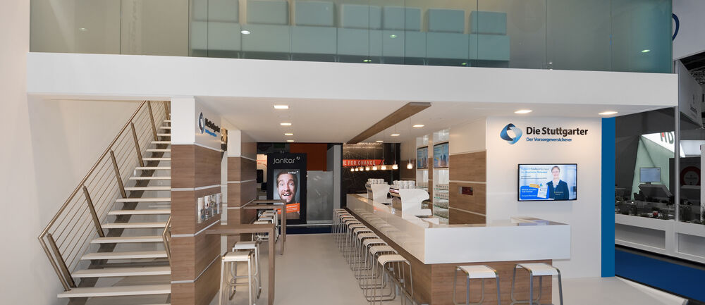 Messestand Stuttgarter Versicherung, Messe DKM, Dortmund, Messebau ISINGERMERZ