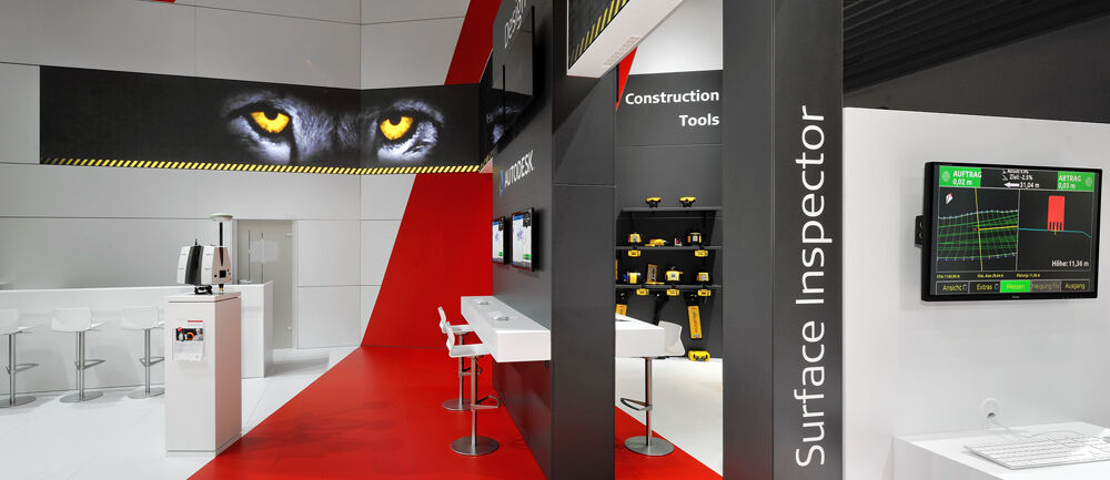Messestand Leica Geosystems, Messe Bauma, Messebau Isingermerz, Messedesign