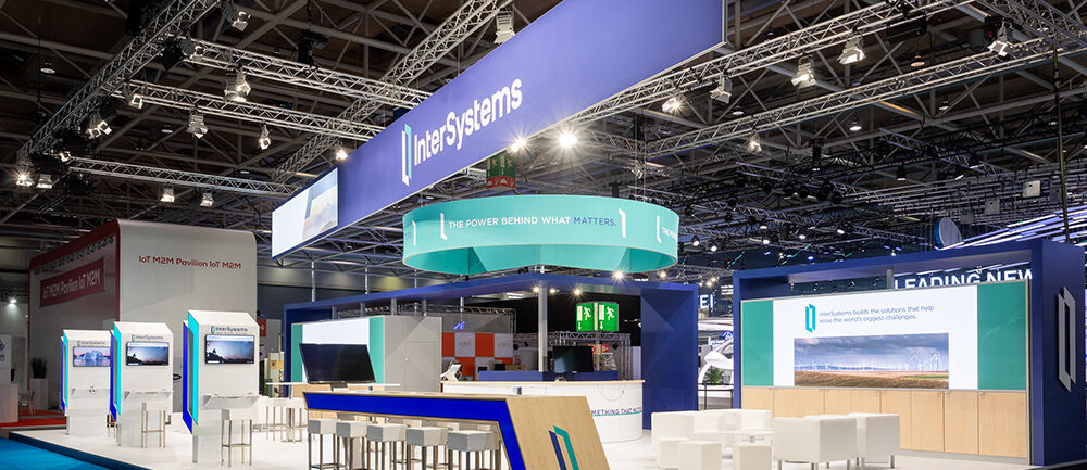 Messestand Intersystems, Messe Cebit, Hannover, Messebau ISINGERMERZ, Softwareentwickler, Messeauftritt