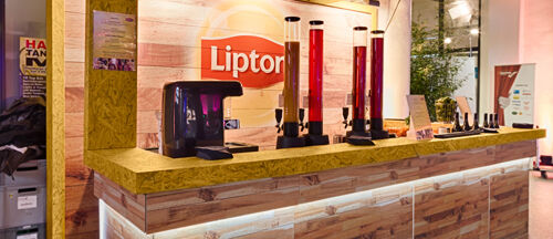 Lipton, Hühnerposten, Fabrik, Hamburg, Lipton-Lounge, Eventbau, Theke, Thekenbau, ISINGERMERZ, Werkstatt