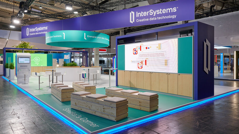 Messestand Intersystems, Hannovermesse, Isingermerz, Messebau