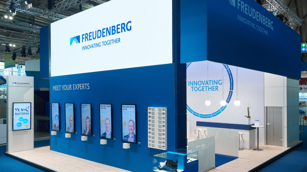 Messestand, Freudenberg Performance Materials, Messe Techtextil, technische Textilien, Messebau, ISINGERMERZ, Ideengeber