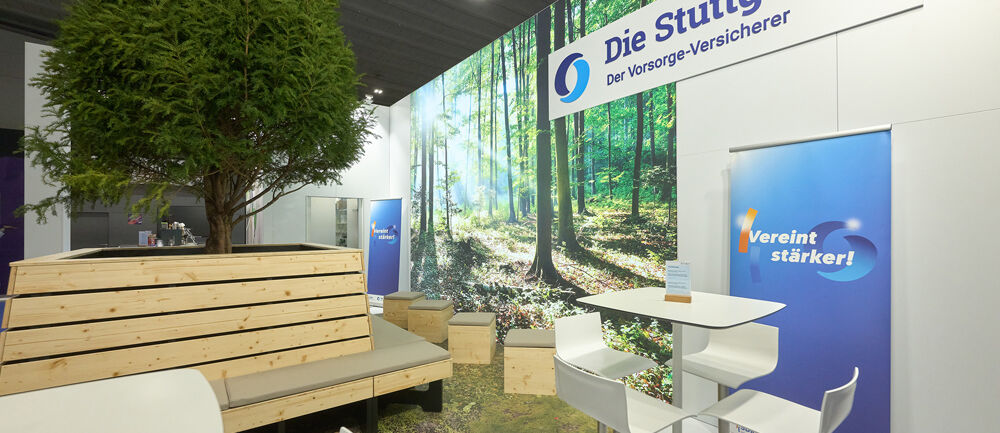 Stuttgarter Versicherung, Messe DKM, Dortmund, Messestand, Messekonzept, Nachhaltigkeit