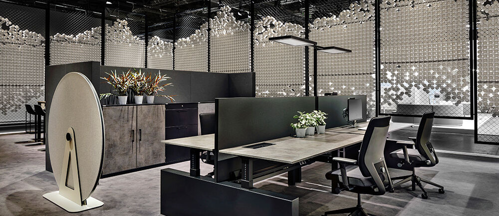 Messestand Palmberg, Messe Orgatec, Köln, Messebau ISINGERMERZ, Agentur Voss+Fischer, Büromöbelhersteller, Handwerk, Kaffeebecher, Standbau