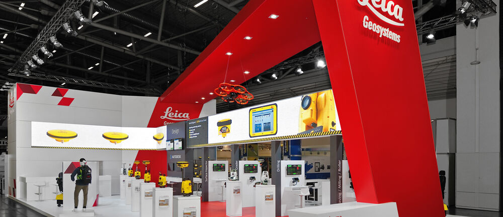 Messestand Leica Geosystems, Messe Bauma, Messebau Isingermerz, Messestandkonzept