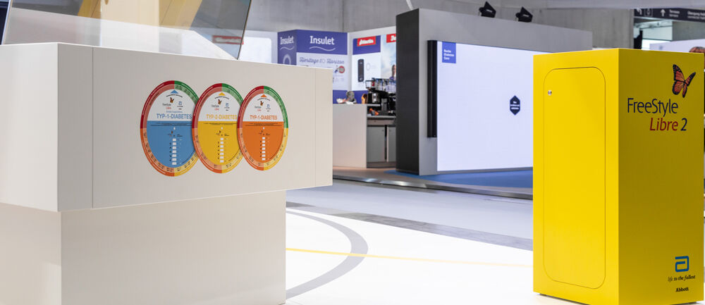 Messestand Abbott, DDG, Frühjahrstagung, Messe, Berlin, FreeStyle Libre, Messebau, ISINGERMERZ, Messedesign