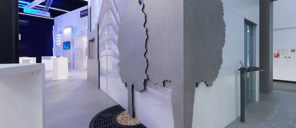 Messestand Hess, Messe Light + Building, Messebau ISINGERMERZ, Reno Elements, Messedesign