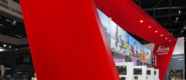 Messestand Leica Geosystems, Messe Bauma, Messebau Isingermerz, Messestanddesign