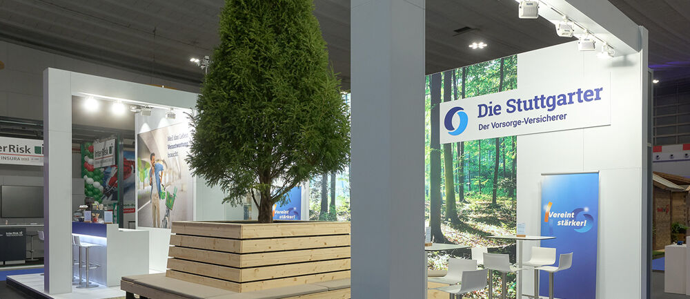 Stuttgarter Versicherung, Messe DKM, Dortmund, Messestand, Messekonzept, Nachhaltigkeit
