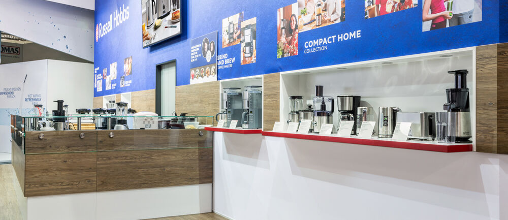 Messestand Remington, RussellHobbs, Varta, Messe IFA, Messebau, Isingermerz, Messestandgestaltung