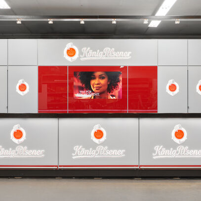 LED-Lichttechnik Theke, König Pilsener, LED-Theke, Messetheke