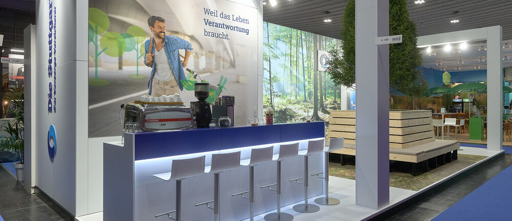 Stuttgarter Versicherung, Messe DKM, Dortmund, Messestand, Messekonzept, Nachhaltigkeit