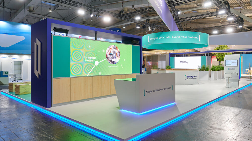 Messestand Intersystems, Hannovermesse, Isingermerz, Messearchitektur