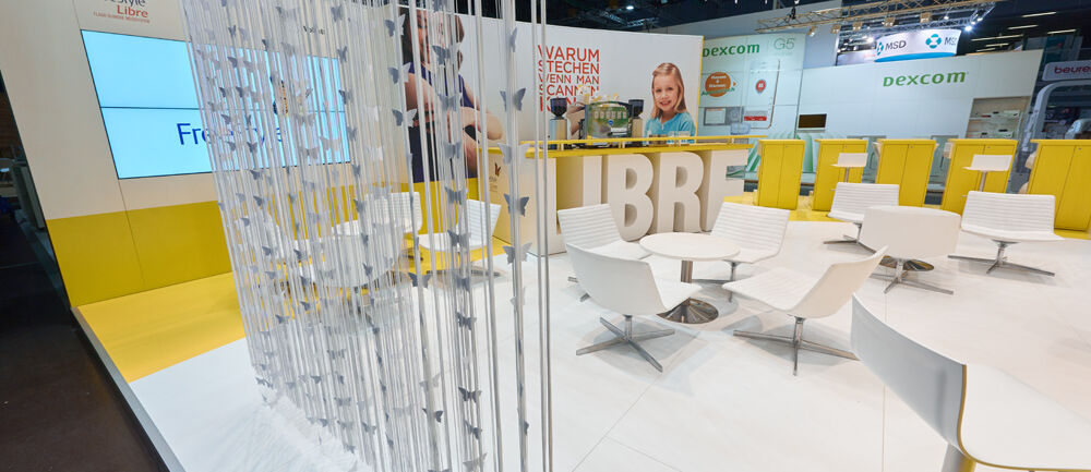 Messestand Abbott, FreeStyle Libre, Messe DDG Herbsttagung, Nürnberg, Messebau Isingermerz, Messeauftritt