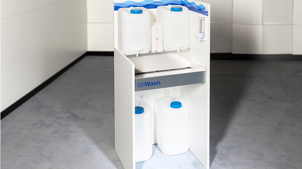 isiwash, mobile waschbecken, hygiene, waschbecken, hygienestation, schulen, corona, infektionsschutz, wiesbaden, isingermerz
