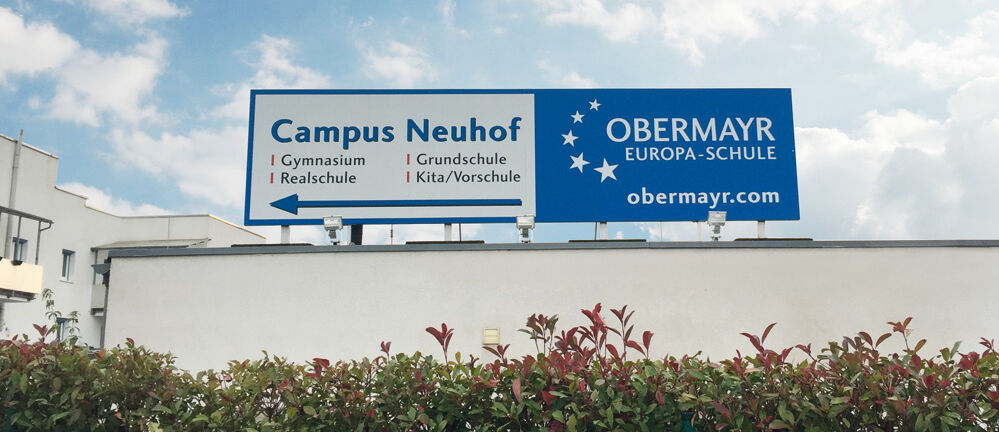 Obermayr Schule, Campus Taunusstein Neuhof, Digifant, Werbetechnik, Schilder