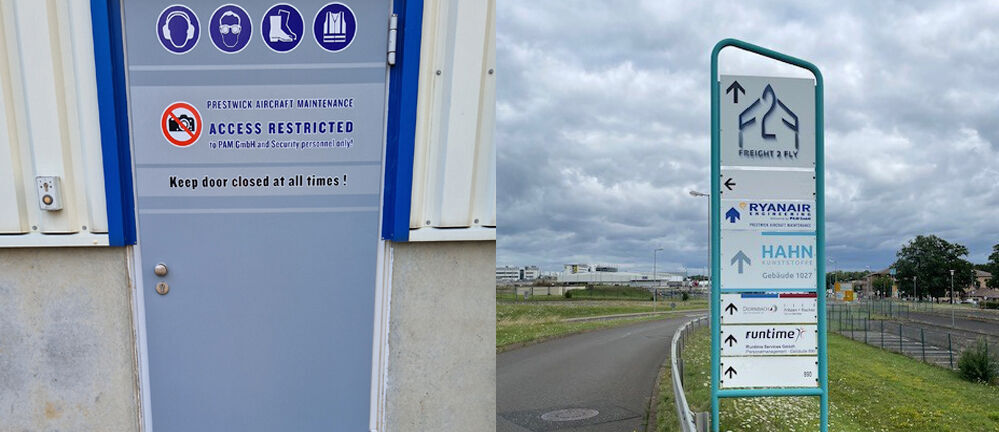 Türfolierung, Wegweiser, Beschilderung, Werbetechnik