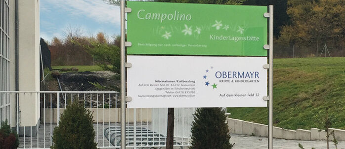 Obermayr Schule, Campus Taunusstein Neuhof, Digifant, Werbetechnik, Aussenwerbung