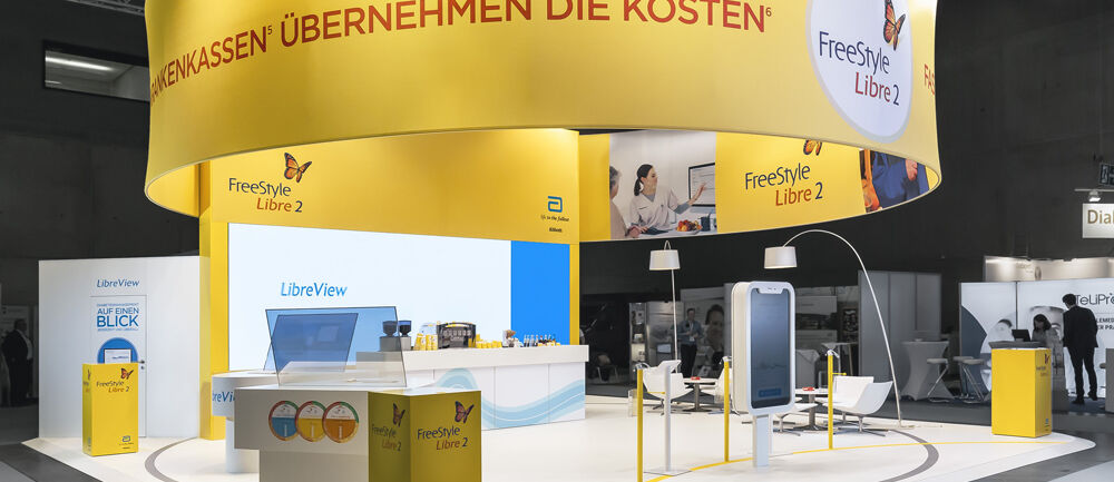Messestand Abbott, DDG, Frühjahrstagung, Messe, Berlin, FreeStyle Libre, Messebau, ISINGERMERZ