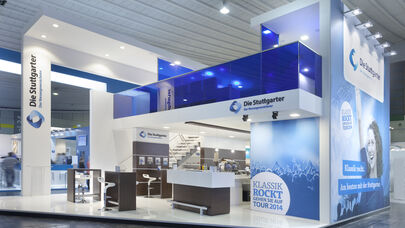 Messestand Stuttgart Versicherung, Messe DKM, Messebau Isingermerz