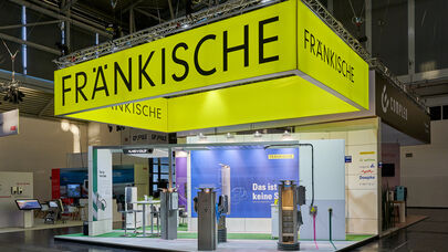 Messestand Fränkische Rohrwerke, Messe Power2Drive, Messebau, Messekonzept