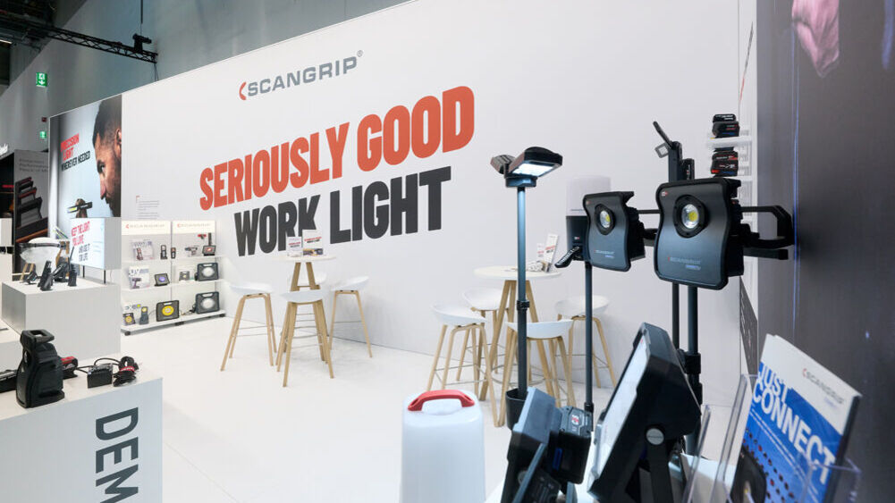 Messestand Scangrip, Messe Light + Building Frankfurt, Messebau ISINGERMERZ
