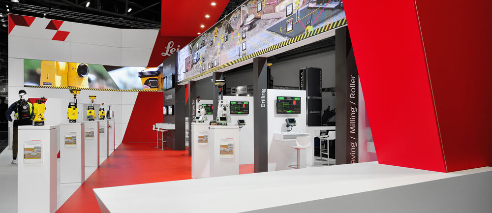 Messestand Leica Geosystems, Messe Bauma, Messebau Isingermerz, Messestandkonzept