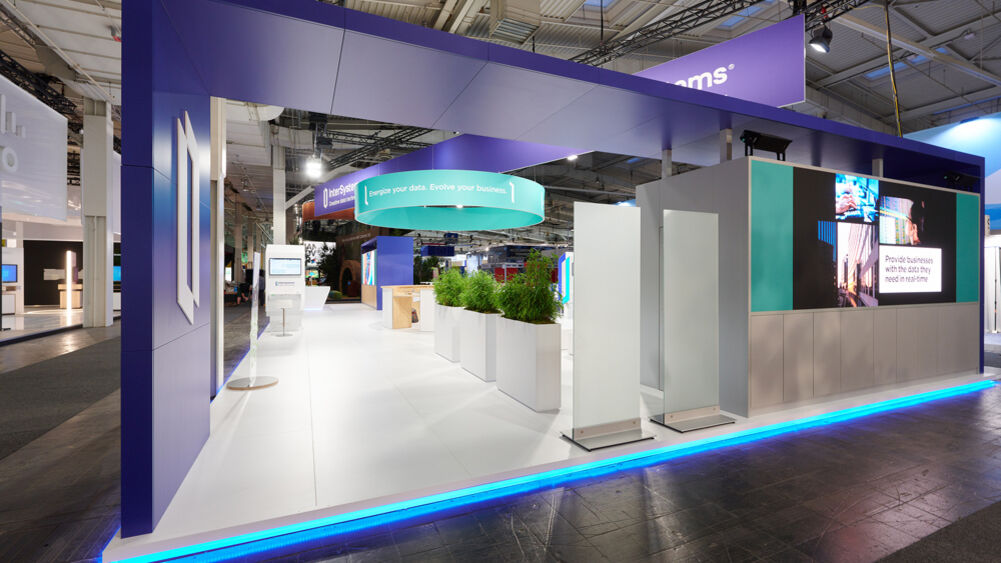 Messestand Intersystems, Hannovermesse, Isingermerz, Messestandgestaltung