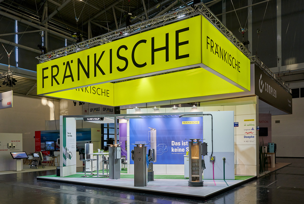 Messestand Fränkische Rohrwerke, Messe Power2Drive, Messebau, Messekonzept